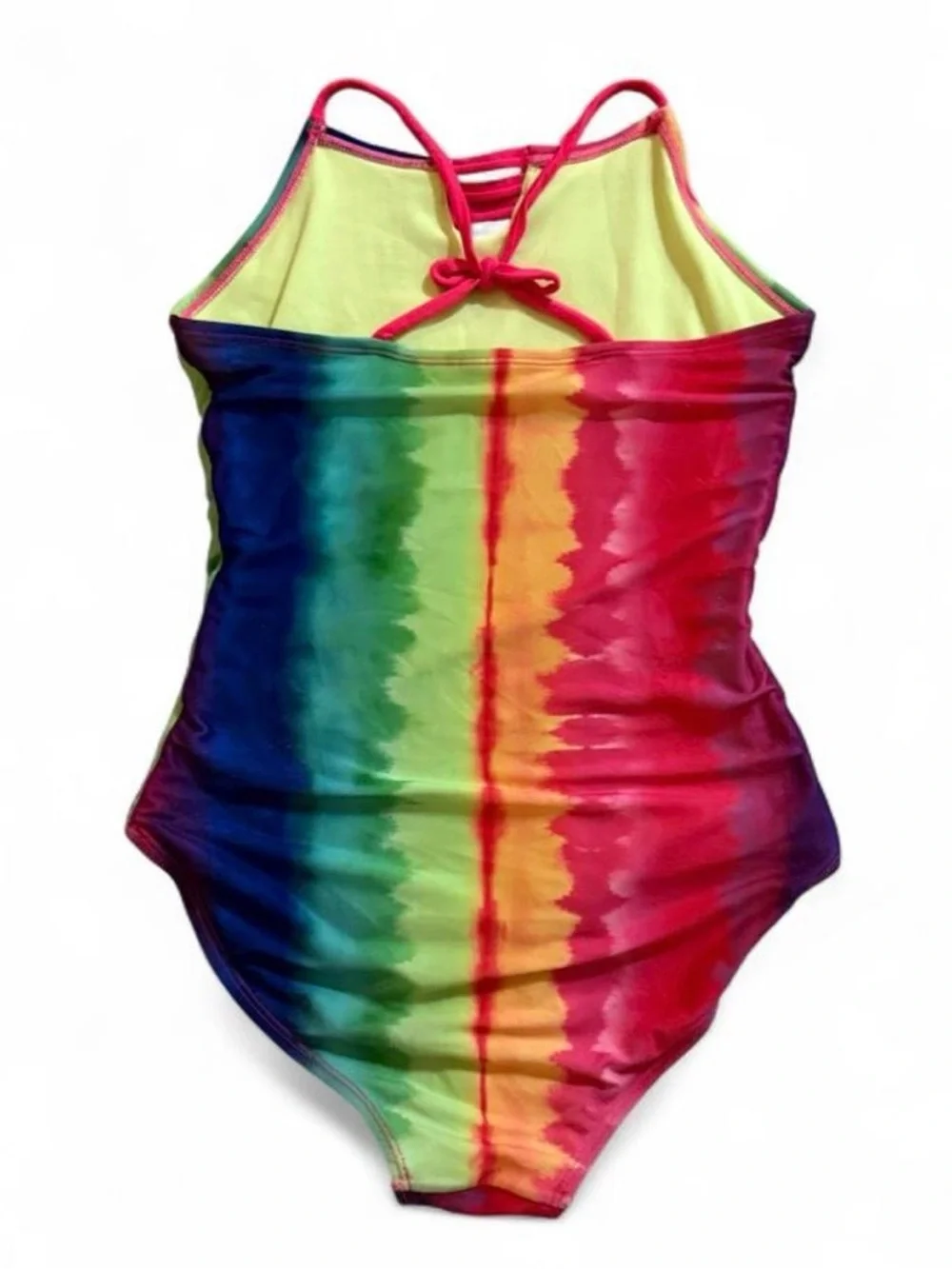 Cat & Jack Rainbow Tie-Dye Girl One-Piece Swimsuit - Multicolor Size Large 10/12